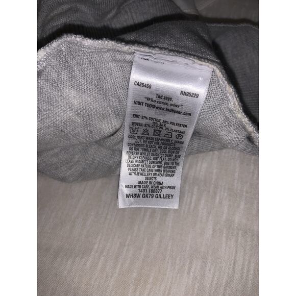 Ted Baker Womens Top Size 3 (6-8) Blouse Sleeveless Ruffle Gray And White - Picture 6 of 7